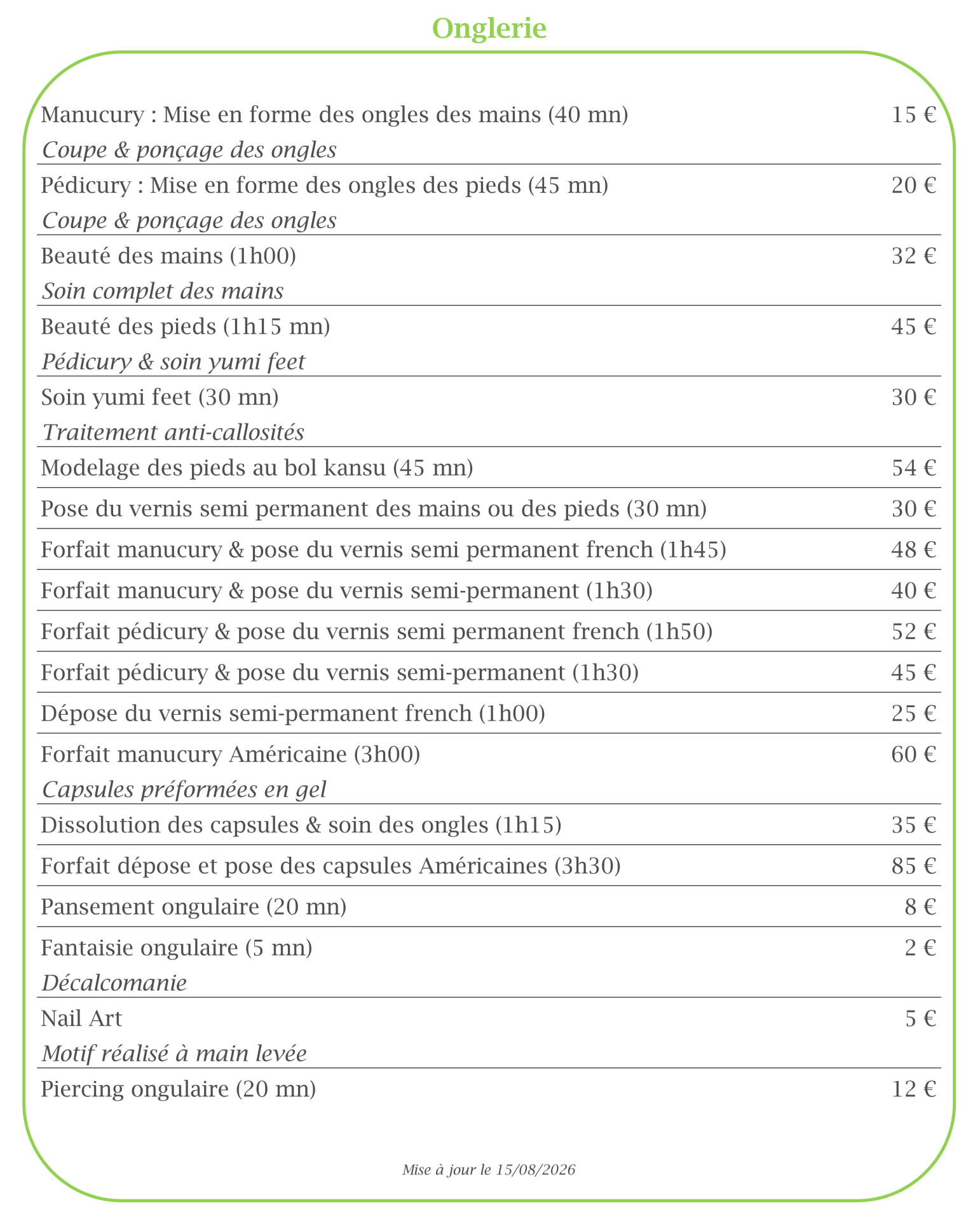 Tarifs onglerie 15082026